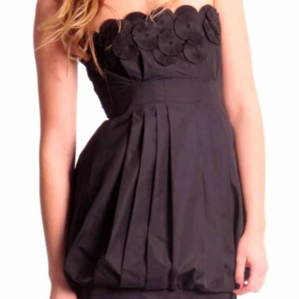 BCBG Black Taffeta Scalloped Dress